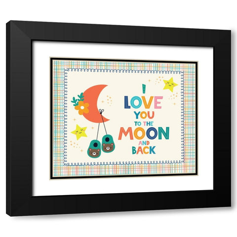 To the Moon and Back Black Modern Wood Framed Art Print with Double Matting by ND Art