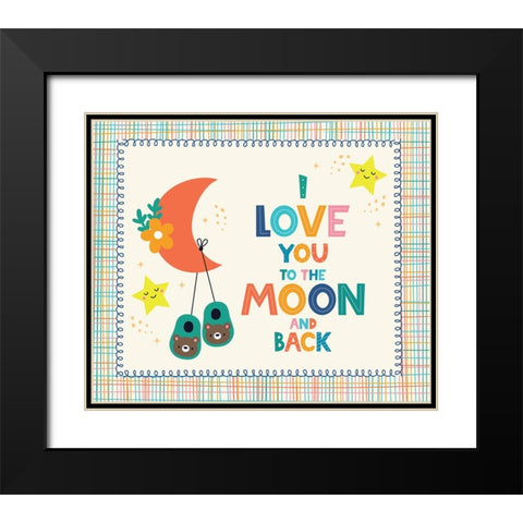 To the Moon and Back Black Modern Wood Framed Art Print with Double Matting by ND Art
