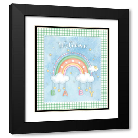 Welcome Baby Black Modern Wood Framed Art Print with Double Matting by ND Art