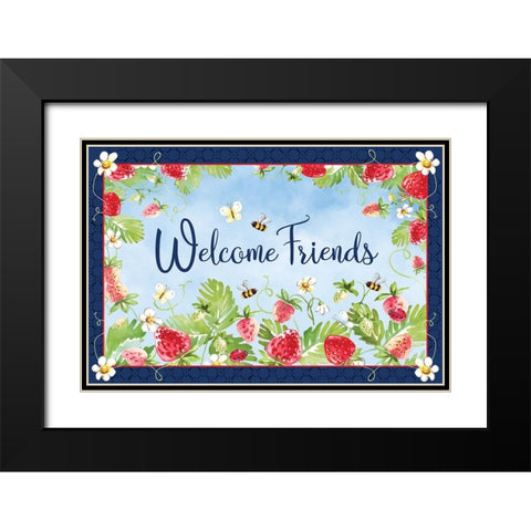 Welcome Friends Black Modern Wood Framed Art Print with Double Matting by ND Art