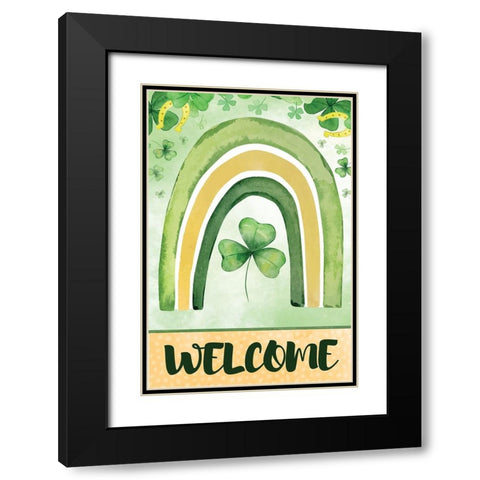 St. Patricks Welcome Black Modern Wood Framed Art Print with Double Matting by ND Art