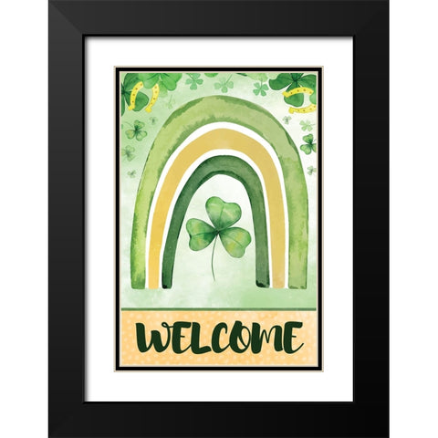 St. Patricks Welcome Black Modern Wood Framed Art Print with Double Matting by ND Art