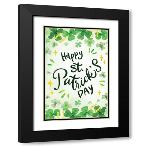 Happy St. Patricks Day Black Modern Wood Framed Art Print with Double Matting by ND Art
