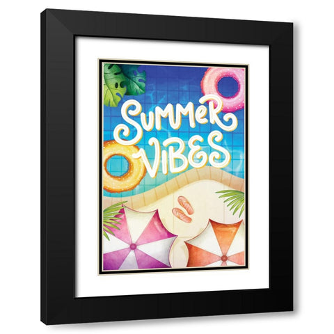 Summer Vibes Black Modern Wood Framed Art Print with Double Matting by ND Art
