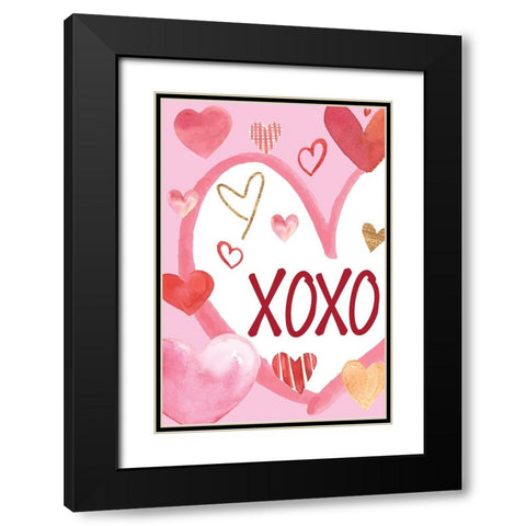 Heart, XoXo Black Modern Wood Framed Art Print with Double Matting by ND Art