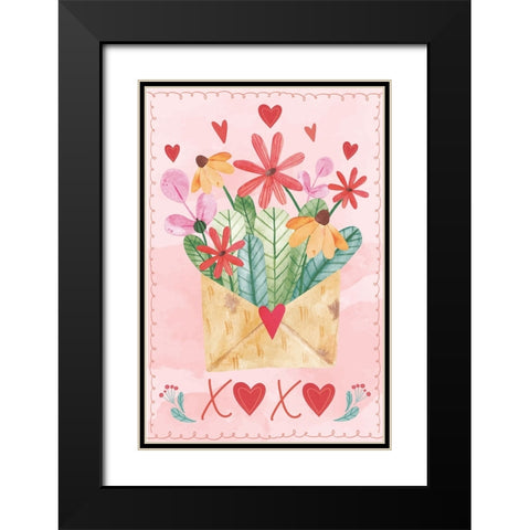 Valentine Bouquet Black Modern Wood Framed Art Print with Double Matting by ND Art