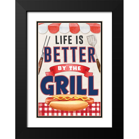 Better by the Grill Black Modern Wood Framed Art Print with Double Matting by ND Art