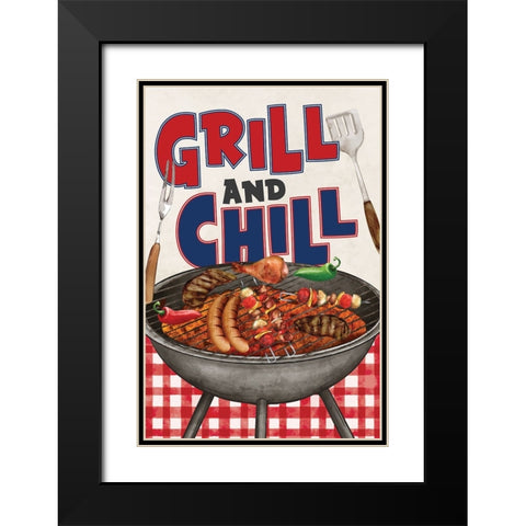 Grill and Chill Black Modern Wood Framed Art Print with Double Matting by ND Art