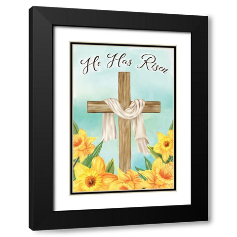 He Has Risen Black Modern Wood Framed Art Print with Double Matting by ND Art