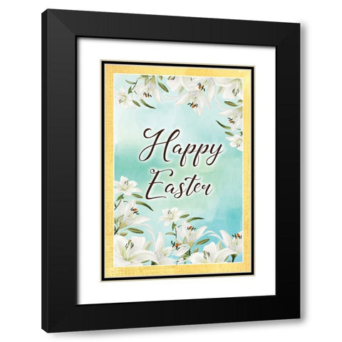 Happy Easter Black Modern Wood Framed Art Print with Double Matting by ND Art