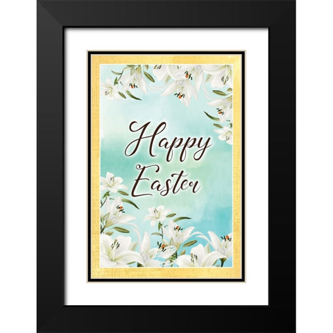 Happy Easter Black Modern Wood Framed Art Print with Double Matting by ND Art