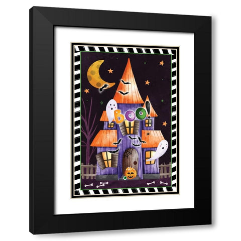 Haunted House Black Modern Wood Framed Art Print with Double Matting by ND Art