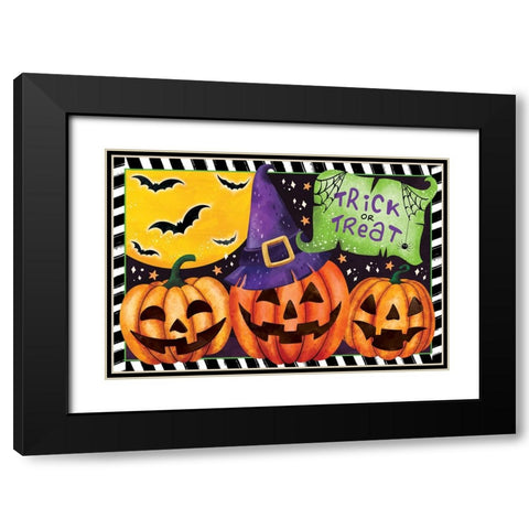 Trick or Treat Pumpkins Black Modern Wood Framed Art Print with Double Matting by ND Art