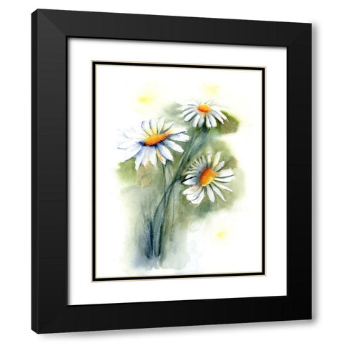 Daisies Black Modern Wood Framed Art Print with Double Matting by Shefranov, Olga