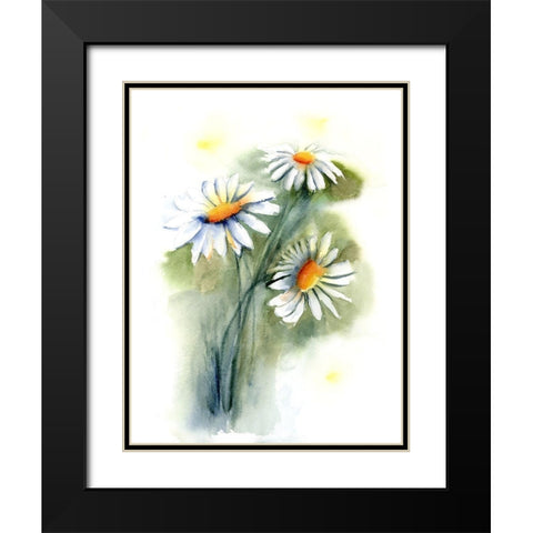 Daisies Black Modern Wood Framed Art Print with Double Matting by Shefranov, Olga