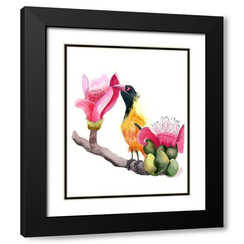 Pink Beak Black Modern Wood Framed Art Print with Double Matting by Shefranov, Olga