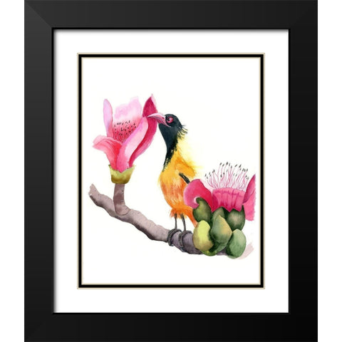 Pink Beak Black Modern Wood Framed Art Print with Double Matting by Shefranov, Olga