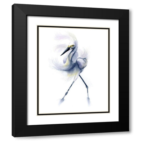 Dancing Crane Black Modern Wood Framed Art Print with Double Matting by Shefranov, Olga