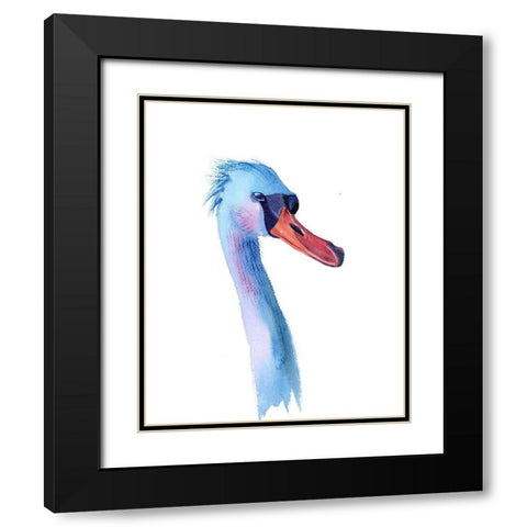 Swan Black Modern Wood Framed Art Print with Double Matting by Shefranov, Olga