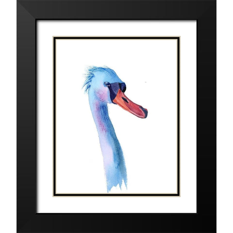 Swan Black Modern Wood Framed Art Print with Double Matting by Shefranov, Olga