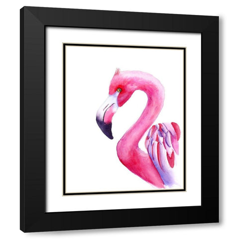 Flamingo Black Modern Wood Framed Art Print with Double Matting by Shefranov, Olga