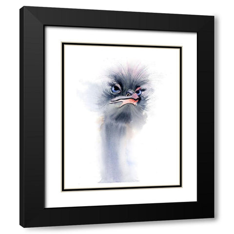 Ostrich Black Modern Wood Framed Art Print with Double Matting by Shefranov, Olga