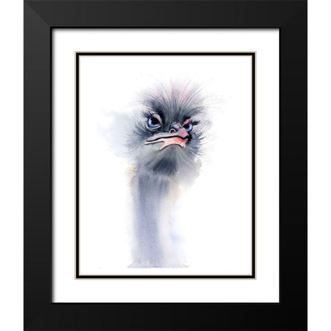 Ostrich Black Modern Wood Framed Art Print with Double Matting by Shefranov, Olga