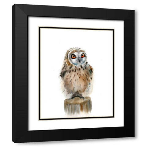 Spotted Owl Black Modern Wood Framed Art Print with Double Matting by Shefranov, Olga