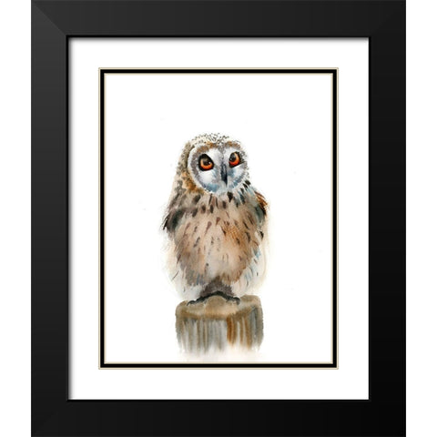Spotted Owl Black Modern Wood Framed Art Print with Double Matting by Shefranov, Olga