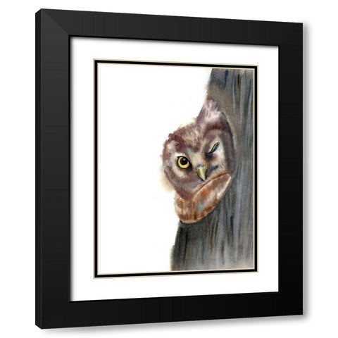 Peeker Black Modern Wood Framed Art Print with Double Matting by Shefranov, Olga