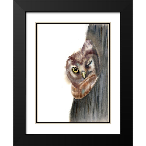 Peeker Black Modern Wood Framed Art Print with Double Matting by Shefranov, Olga