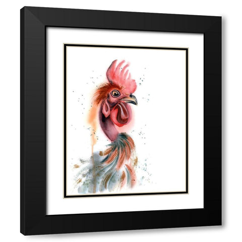 Rooster Black Modern Wood Framed Art Print with Double Matting by Shefranov, Olga