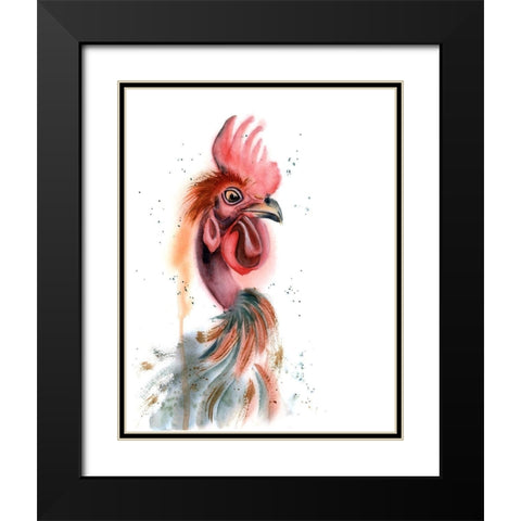 Rooster Black Modern Wood Framed Art Print with Double Matting by Shefranov, Olga
