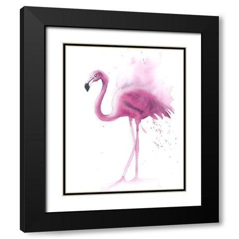 Flamingo V Black Modern Wood Framed Art Print with Double Matting by Shefranov, Olga