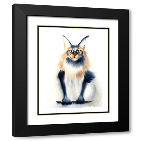 Wild Cat Black Modern Wood Framed Art Print with Double Matting by Shefranov, Olga