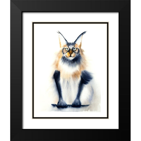 Wild Cat Black Modern Wood Framed Art Print with Double Matting by Shefranov, Olga