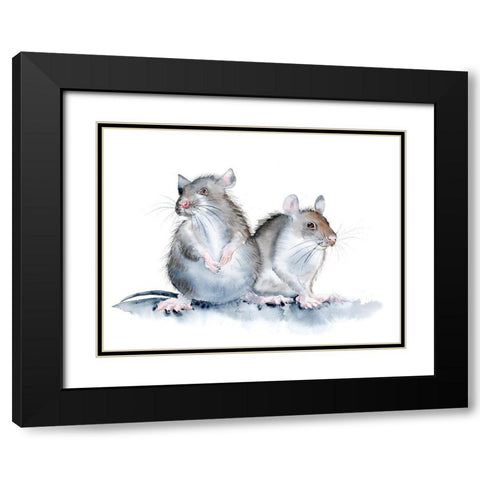 Mice Black Modern Wood Framed Art Print with Double Matting by Shefranov, Olga