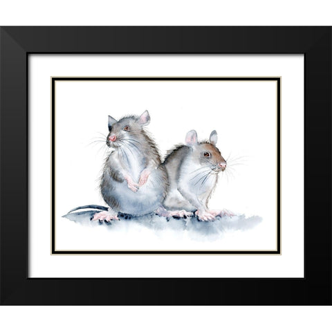 Mice Black Modern Wood Framed Art Print with Double Matting by Shefranov, Olga