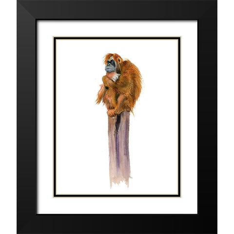 Monkey Black Modern Wood Framed Art Print with Double Matting by Shefranov, Olga