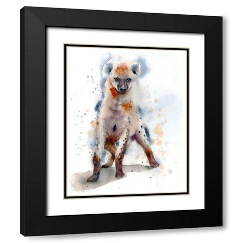 Hyena Black Modern Wood Framed Art Print with Double Matting by Shefranov, Olga