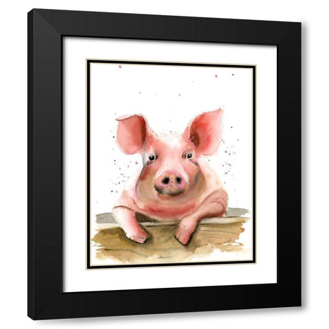 Piglet Black Modern Wood Framed Art Print with Double Matting by Shefranov, Olga