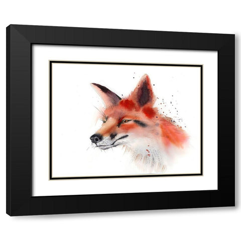 Fox Black Modern Wood Framed Art Print with Double Matting by Shefranov, Olga