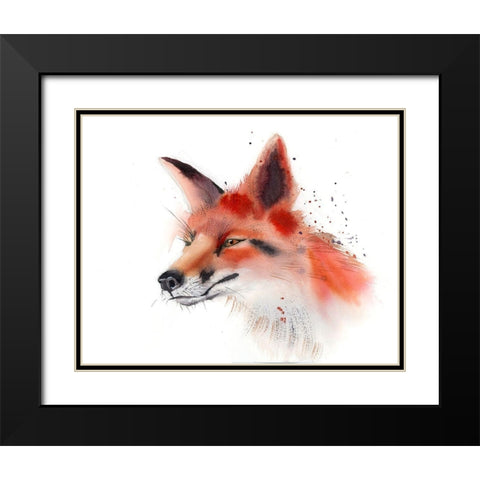 Fox Black Modern Wood Framed Art Print with Double Matting by Shefranov, Olga