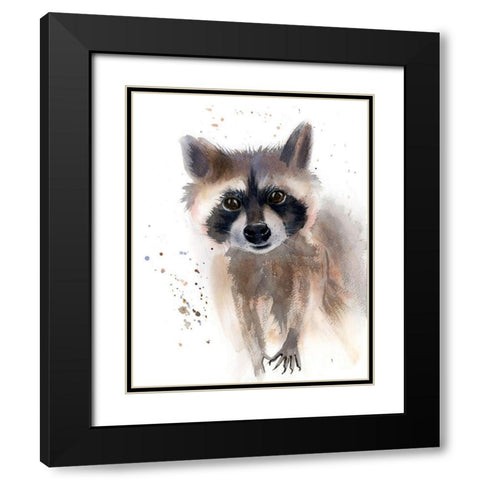 Raccoon Black Modern Wood Framed Art Print with Double Matting by Shefranov, Olga