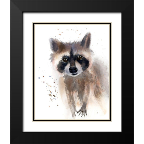 Raccoon Black Modern Wood Framed Art Print with Double Matting by Shefranov, Olga