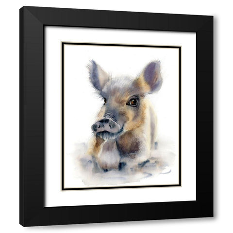 Pig Black Modern Wood Framed Art Print with Double Matting by Shefranov, Olga