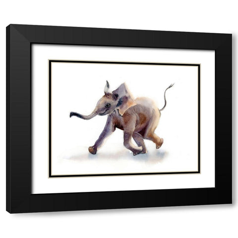 Elephant Black Modern Wood Framed Art Print with Double Matting by Shefranov, Olga