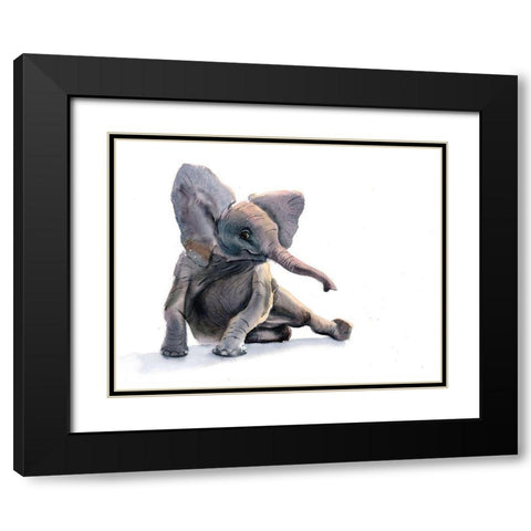 Elephant II Black Modern Wood Framed Art Print with Double Matting by Shefranov, Olga