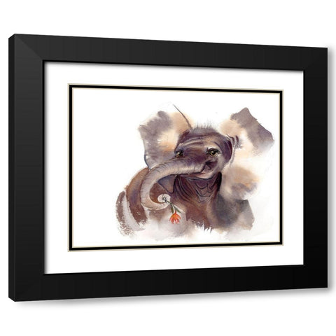 Elephant III Black Modern Wood Framed Art Print with Double Matting by Shefranov, Olga
