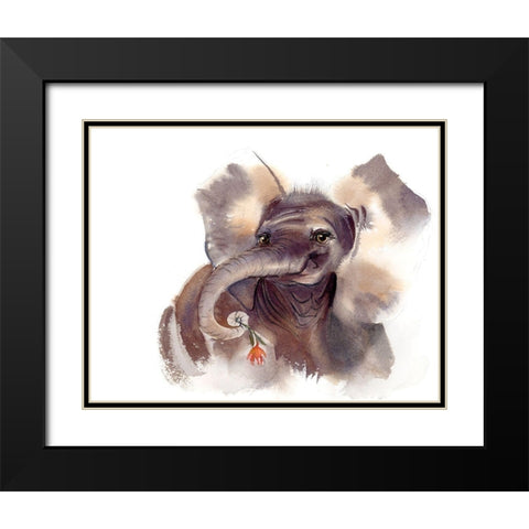 Elephant III Black Modern Wood Framed Art Print with Double Matting by Shefranov, Olga